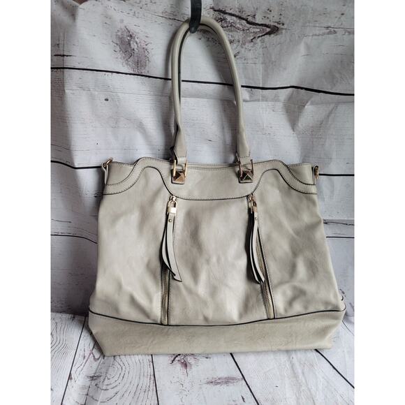 Moda Luxe Light Grayish Color Genuine Leather Hobo Bag Purse Handbag Tote READ - Picture 1 of 16